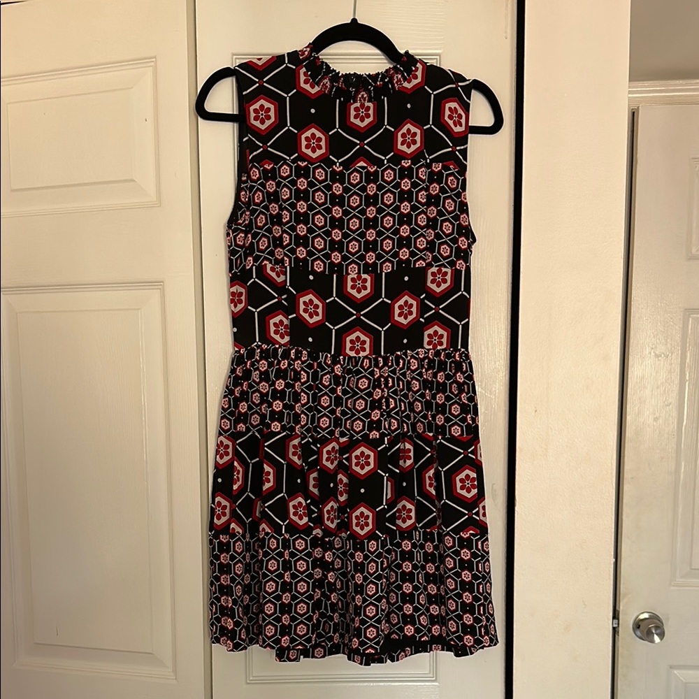Sandro Black and Red Geometric Dress